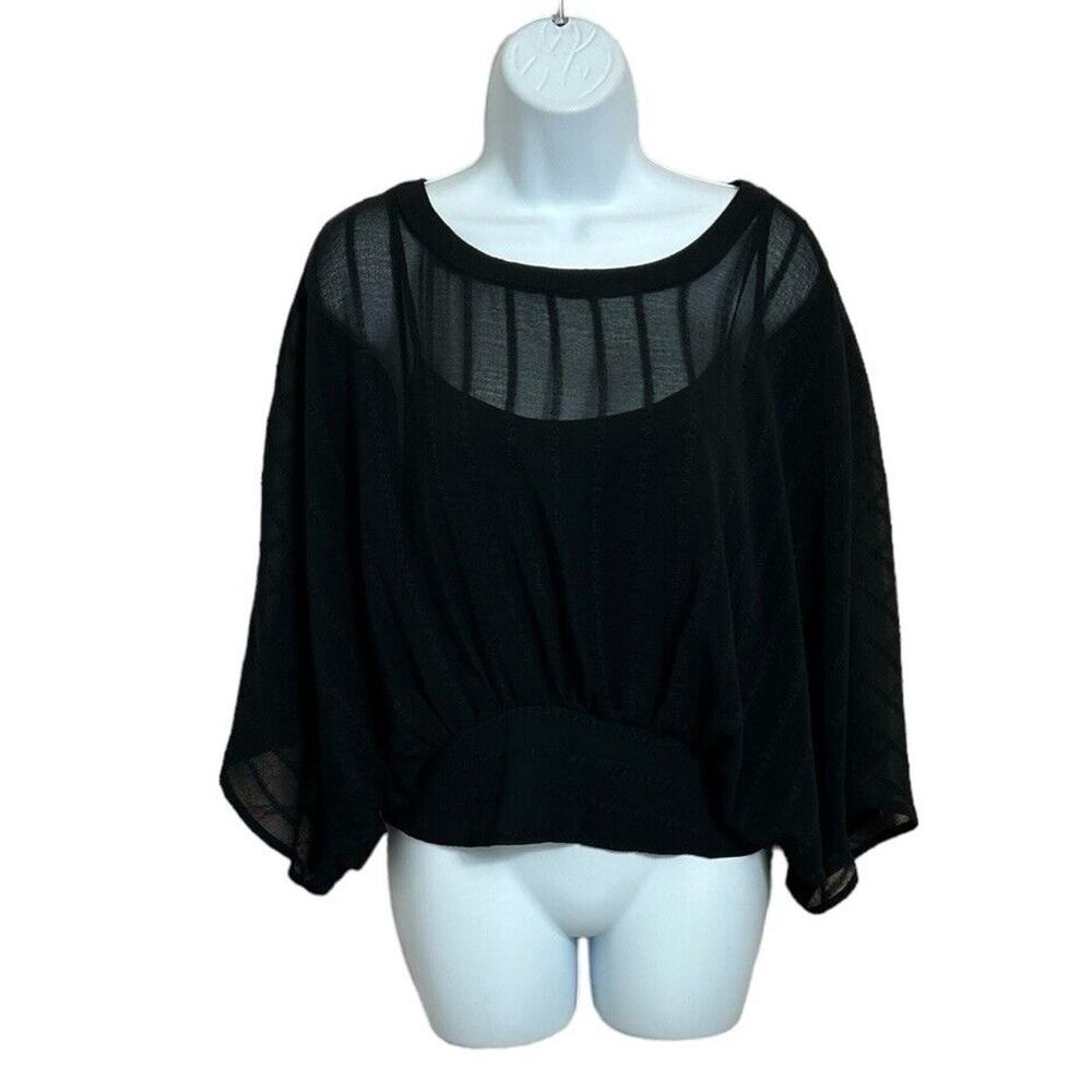 MAEVE By Anthropologie Kimono Sleeve Black Blouse Sz Small Sheer Lined New